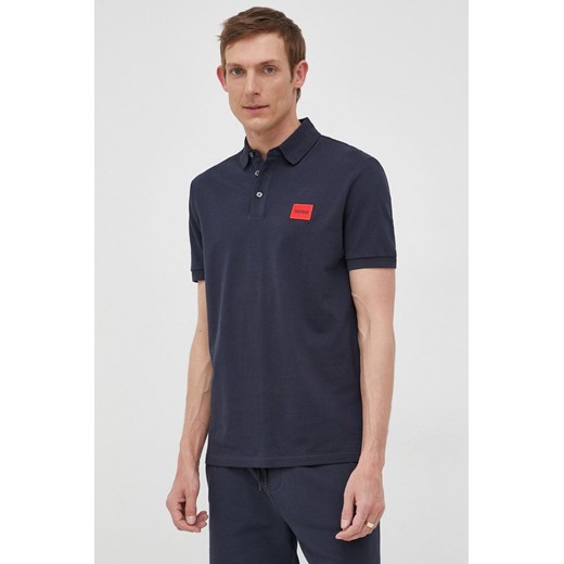 Hugo polo bawełniane 50466202 kolor granatowy z aplikacją 50466202 ze sklepu ANSWEAR.com w kategorii T-shirty męskie - zdjęcie 138371387