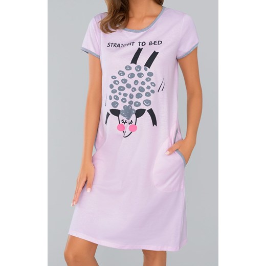 Pecora koszula nocna damska kr.ręk., Kolor różowy-wzór, Rozmiar M, Italian Italian Fashion L Intymna wyprzedaż