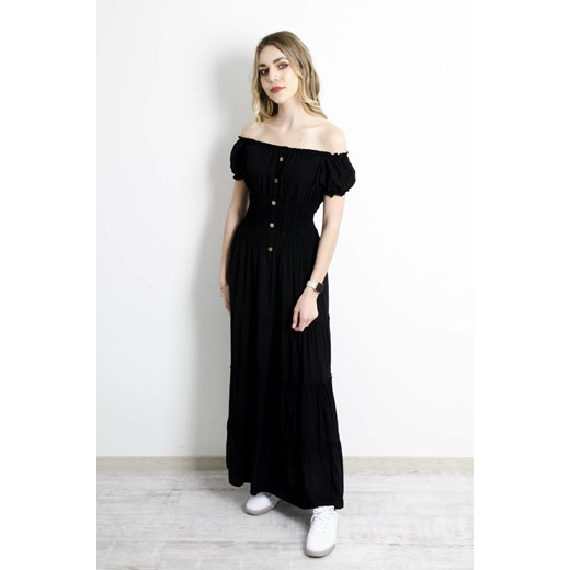SUKIENKA WARSTWOWA MAXI Z HISZPAŃSKIM DEKOLTEM- CZARNA Olika M/L olika.com.pl