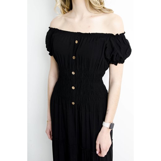 SUKIENKA WARSTWOWA MAXI Z HISZPAŃSKIM DEKOLTEM- CZARNA Olika M/L olika.com.pl