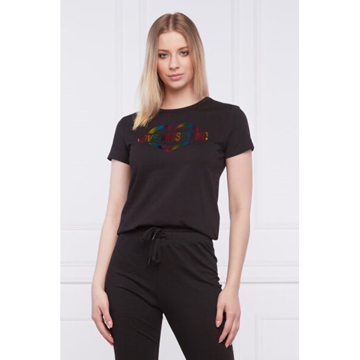 Love Moschino bluzka damska z bawełny z okrągłym dekoltem