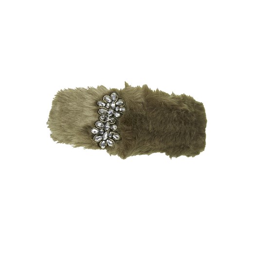 Embellished Faux Fur Headband topshop zielony 