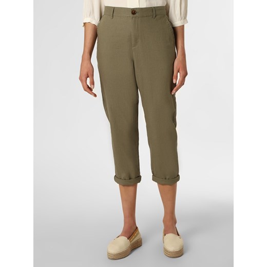 Franco Callegari Spodnie z dodatkiem lnu Kobiety len khaki jednolity ze sklepu vangraaf w kategorii Spodnie damskie - zdjęcie 138465616