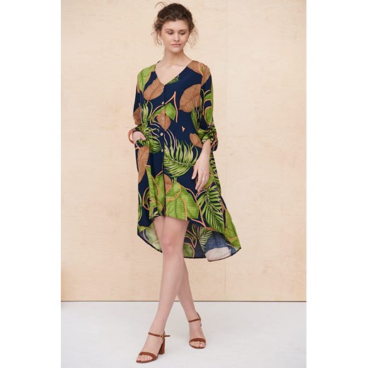 Sukienka Banana BS Leaves Blue Shadow 34 blue shadow