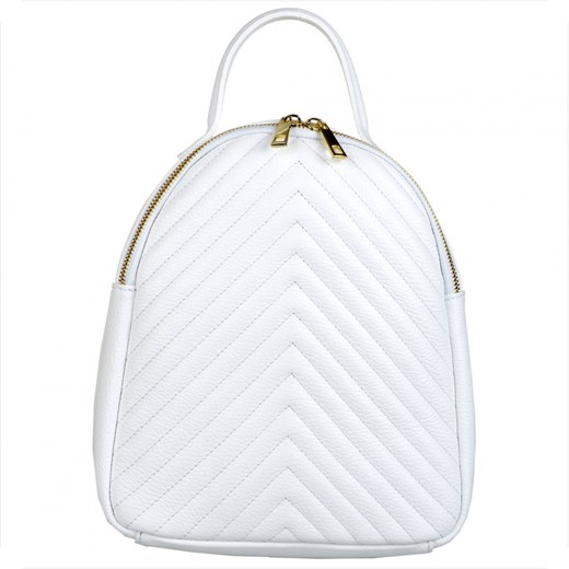 Biały plecak damski pikowany ze skóry naturalnej ze sklepu melon.pl w kategorii Plecaki - zdjęcie 138514038