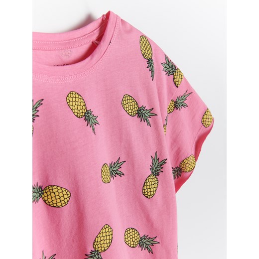Reserved - Bawełniany t-shirt w owoce - Różowy Reserved 140 Reserved