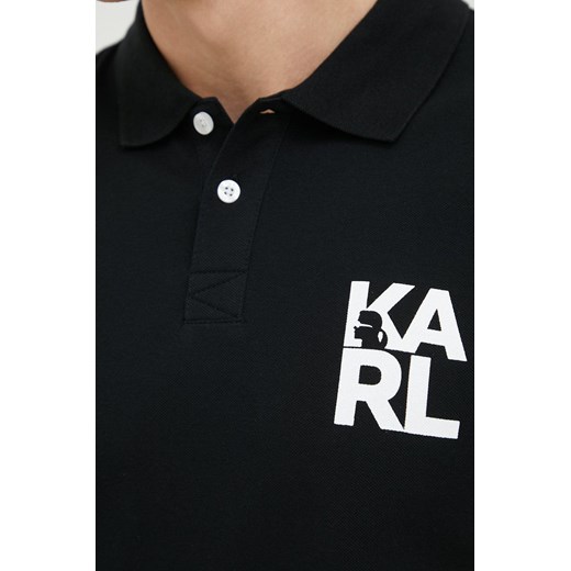Karl Lagerfeld polo kolor czarny z nadrukiem Karl Lagerfeld XL ANSWEAR.com