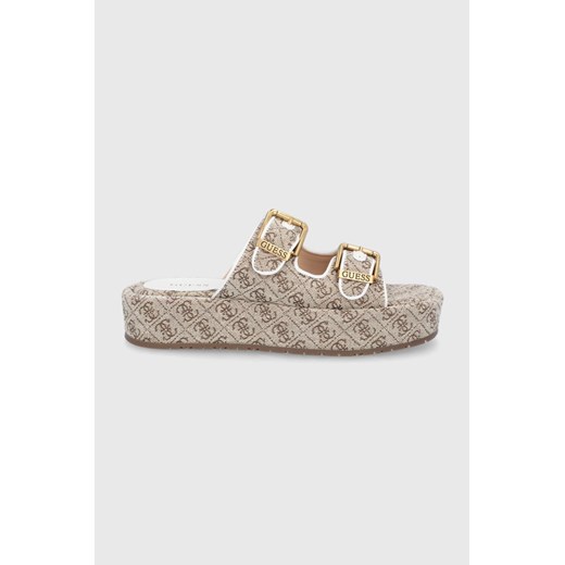 Guess klapki RAMON damskie kolor beżowy na platformie Guess 38 ANSWEAR.com