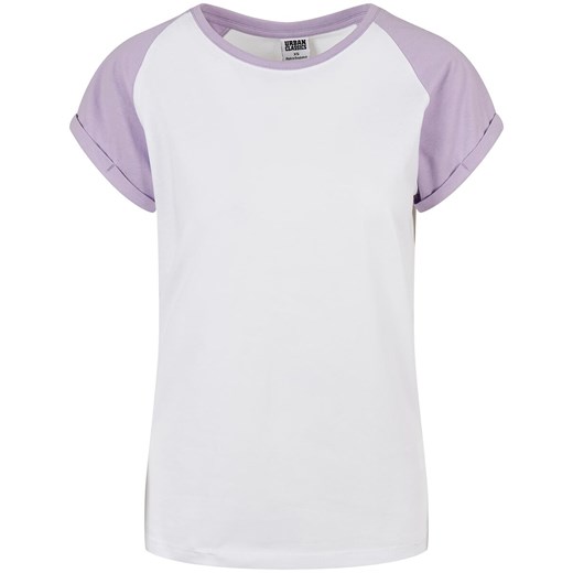 Urban Classics - Ladies Contrast Raglan Tee - T-Shirt - biały purpurowy 4XL wyprzedaż EMP