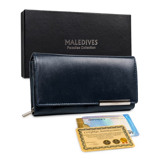 Zjawiskowy, duży, skórzany portfel damski z ochroną RFID — Maledives Maledives uniwersalny rovicky.eu