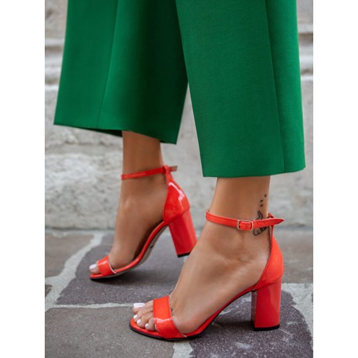 letnie czółenka na obcasie - skóra naturalna - model 342 - kolor koralowy lakier Zapato 36 zapato.com.pl