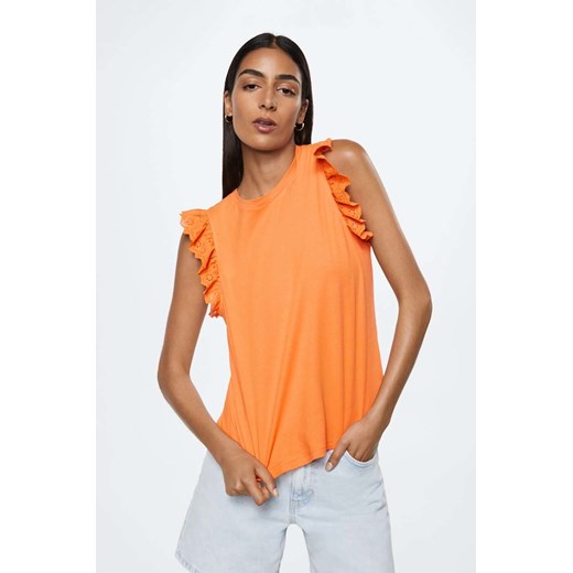 Mango t-shirt bawełniany Suiza kolor pomarańczowy Mango XL ANSWEAR.com