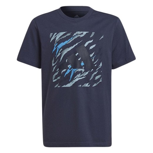 T-shirt chłopięce granatowy Adidas z krótkim rękawem