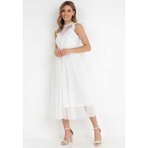 Biała Sukienka Clymotis ze sklepu Born2be Odzież w kategorii Sukienki - zdjęcie 138707098
