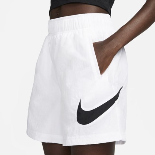 Damskie spodenki z tkaniny z wysokim stanem Nike Sportswear Essential - Biel Nike S promocyjna cena Nike poland