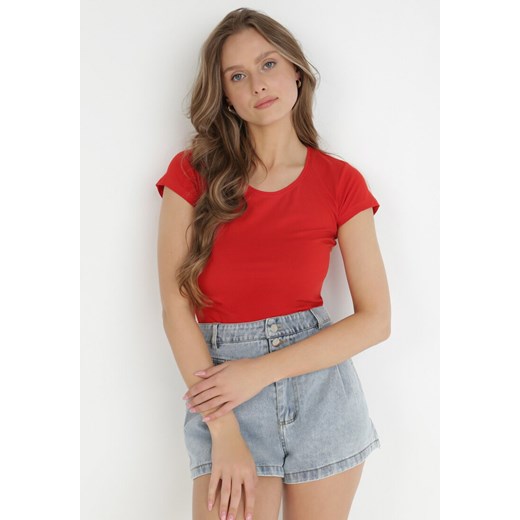 Czerwony T-shirt Leucypise ze sklepu Born2be Odzież w kategorii Bluzki damskie - zdjęcie 138745837