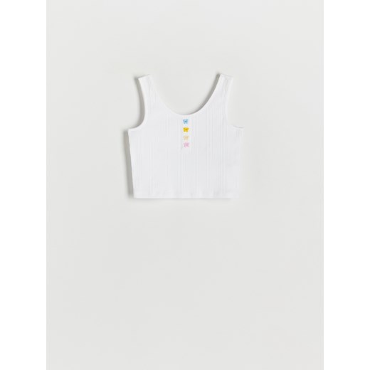 Reserved - Bawełniany crop top - Biały Reserved M Reserved