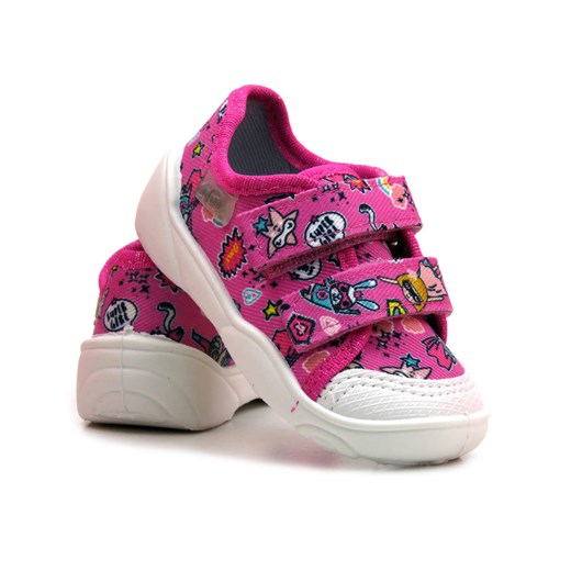 Kapcie, buty dziecięce na rzepy - Befado 907P148, różowe z motywem superbohaterów ze sklepu ulubioneobuwie w kategorii Kapcie dziecięce - zdjęcie 138768866
