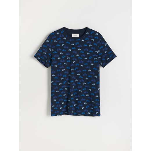 Reserved - T-shirt regular z nadrukiem - Granatowy Reserved S Reserved