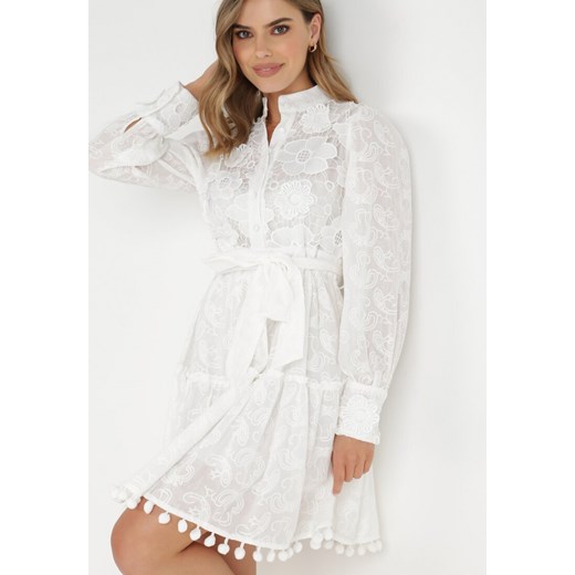Biała Sukienka z Bawełny Pyrhiala ze sklepu Born2be Odzież w kategorii Sukienki - zdjęcie 138814269