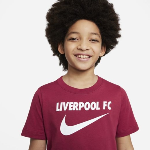 T-shirt piłkarski dla dużych dzieci Liverpool F.C. Swoosh - Czerwony Nike XS Nike poland