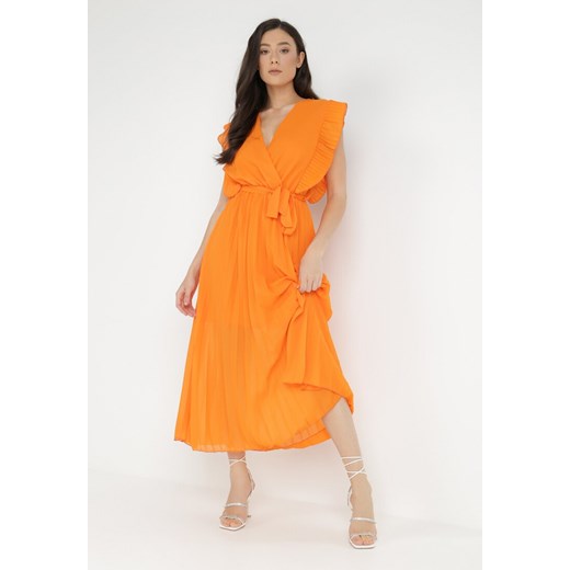Pomarańczowa Sukienka Aereira ze sklepu Born2be Odzież w kategorii Sukienki - zdjęcie 138892006