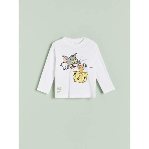 Reserved - Koszulka z nadrukiem Tom i Jerry - Kremowy Reserved 110 promocja Reserved