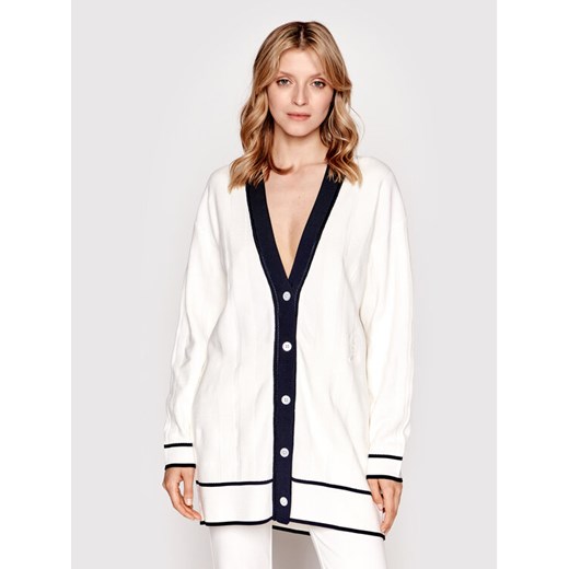 Tommy Hilfiger Kardigan ICONS Check WW0WW34405 Biały Relaxed Fit Tommy Hilfiger XXL MODIVO