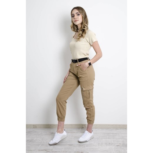 SPODNIE BRĄZOWE CARGO Z PASKIEM Olika XS olika.com.pl