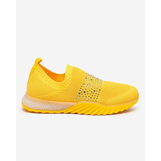 Żółte damskie buty sportowe slip-on z cyrkoniami Acronie- Obuwie Royalfashion.pl 36 royalfashion.pl