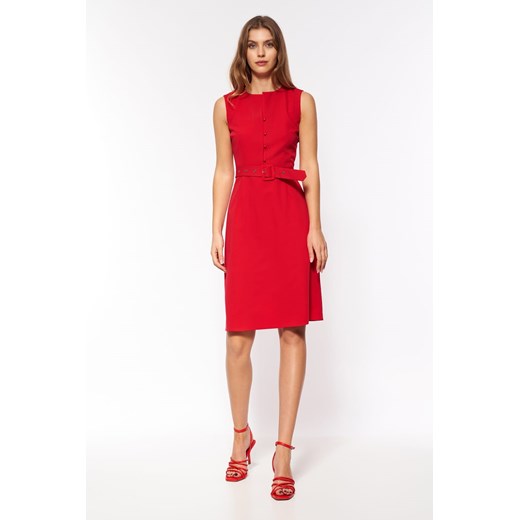 Czerwona elegancka sukienka bez rękawów S200 Red (44) Nife 44 DobraKiecka