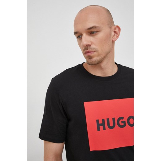HUGO t-shirt bawełniany kolor czarny z nadrukiem XL ANSWEAR.com