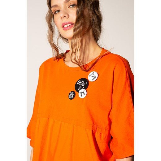 Pomarańczowa bluzka z przypinkami Phoebe Miss Lk uniwersalny Lidia Kalita