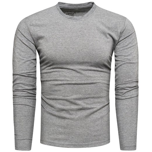 Koszulka męska longsleeve gładki szary Recea ze sklepu Recea.pl w kategorii T-shirty męskie - zdjęcie 139244969