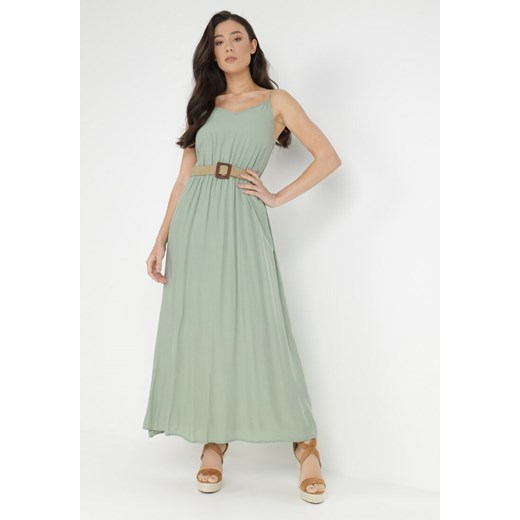 Zielona Sukienka z Paskiem Chrysaleia ze sklepu Born2be Odzież w kategorii Sukienki - zdjęcie 139245338