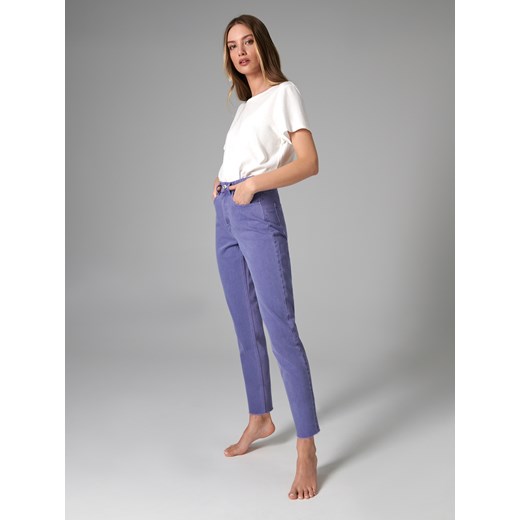 Sinsay - Jeansy mom high waist - Fioletowy Sinsay 40 Sinsay