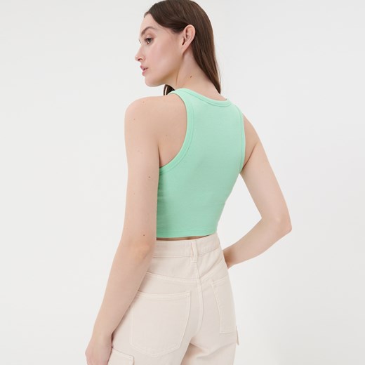 Sinsay - Crop top w prążki - Turkusowy Sinsay M Sinsay