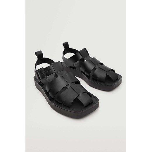 Mango sandały skórzane Mar damskie kolor czarny Mango 37 ANSWEAR.com wyprzedaż