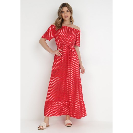 Czerwona Sukienka z Wiskozy Typhice L Born2be Odzież