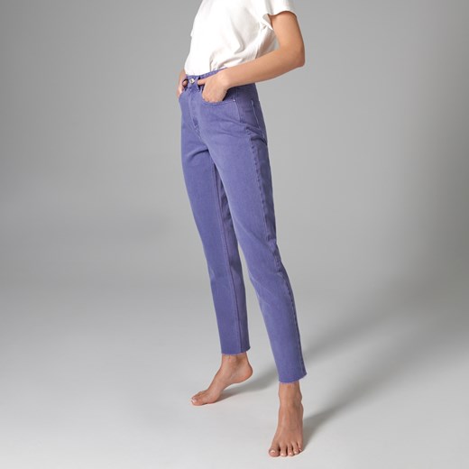 Sinsay - Jeansy mom high waist - Fioletowy Sinsay 38 Sinsay