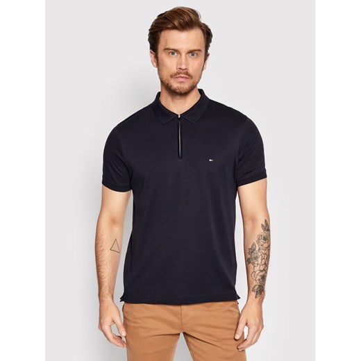 Tommy Hilfiger Polo Zip Interlock MW0MW23956 Granatowy Slim Fit Tommy Hilfiger XXL MODIVO