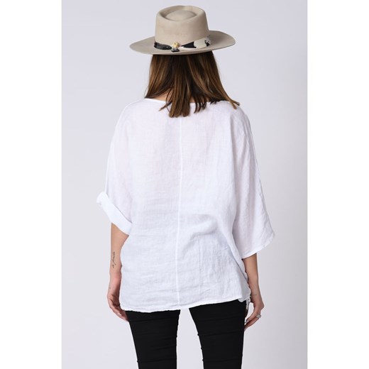 Lniana bluzka "Kely" w kolorze białym Plus Size Company 52/54 okazyjna cena Limango Polska