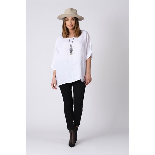 Lniana bluzka "Kely" w kolorze białym Plus Size Company 36/38 okazja Limango Polska