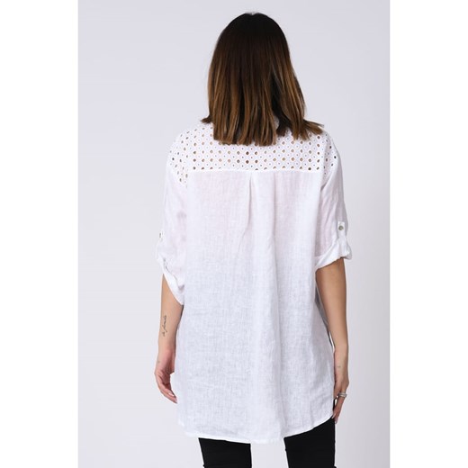 Lniana bluzka "Lila" w kolorze białym Plus Size Company 48/50 wyprzedaż Limango Polska