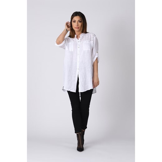 Lniana bluzka "Lila" w kolorze białym Plus Size Company 52/54 okazja Limango Polska
