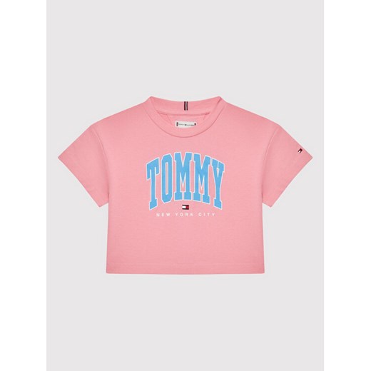 Tommy Hilfiger T-Shirt Bold Varsity KG0KG06504 Różowy Regular Fit Tommy Hilfiger 5Y wyprzedaż MODIVO