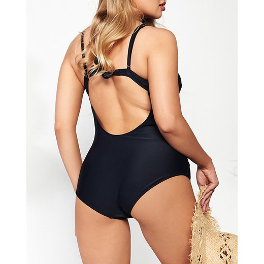 Czarny jednoczęściowy kostium kąpielowy damski z siateczką PLUS SIZE - Bielizna Royalfashion.pl XXL-44 royalfashion.pl