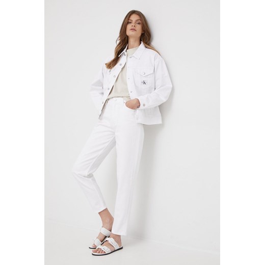 Calvin Klein Jeans kurtka jeansowa damska kolor biały przejściowa oversize XS ANSWEAR.com