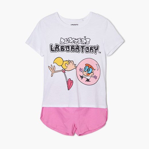 Cropp - Dwuczęściowa piżama Laboratorium Dextera - Różowy Cropp S okazyjna cena Cropp