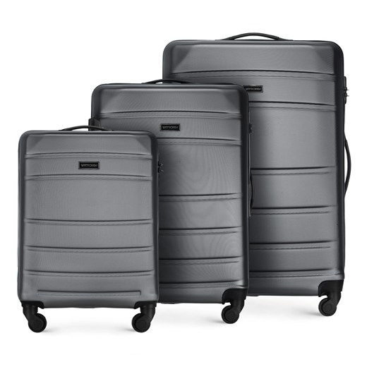 Zestaw walizek z ABS-u żłobionych szary ze sklepu WITTCHEN w kategorii Walizki - zdjęcie 139448125